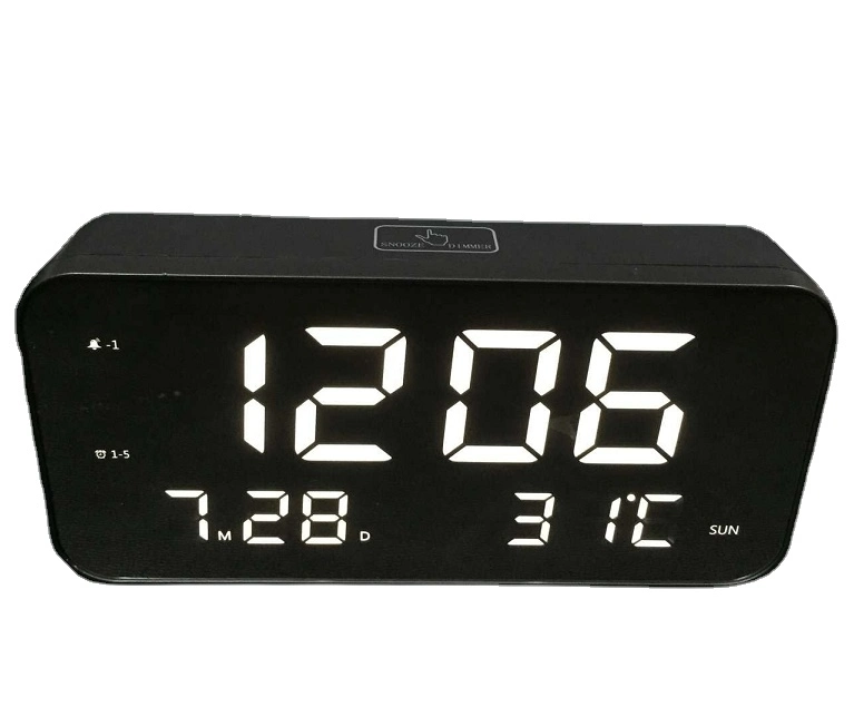 Large LED Temperature Display Rechargeable Musical Alarm Clock