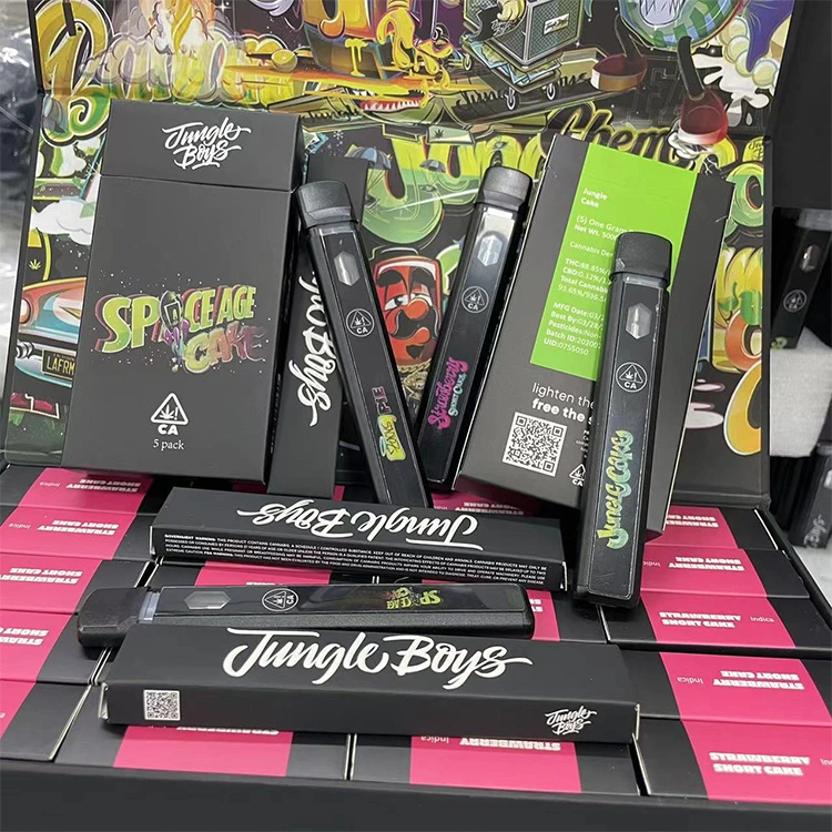 Custom 1ml 2 Gram Jungle Boys Cookie Slim leer 2ml Dicker Öl Einweg Pod Vapes Runtz laden 350 mAh Live Einweg-Vape Pen aus Harz für HHC DAB-Verpackung