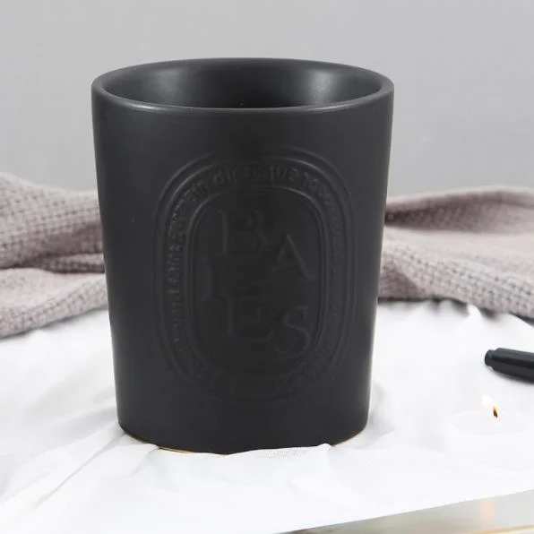 12.7*10.7cm Matte Black Big Size Round Candle Cup for Aromatherapy Candle