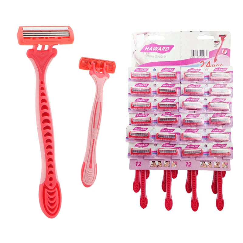 Custom Lady Body Hair Shaver Razor Triple 3 Blade Shaving Disposable Razor