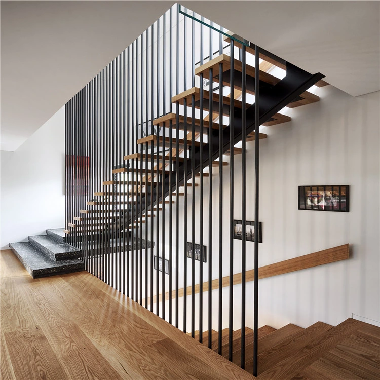 Ace Modern Customized Design Wooden Straight Stair Structural Steel Shapes Straight Staircase