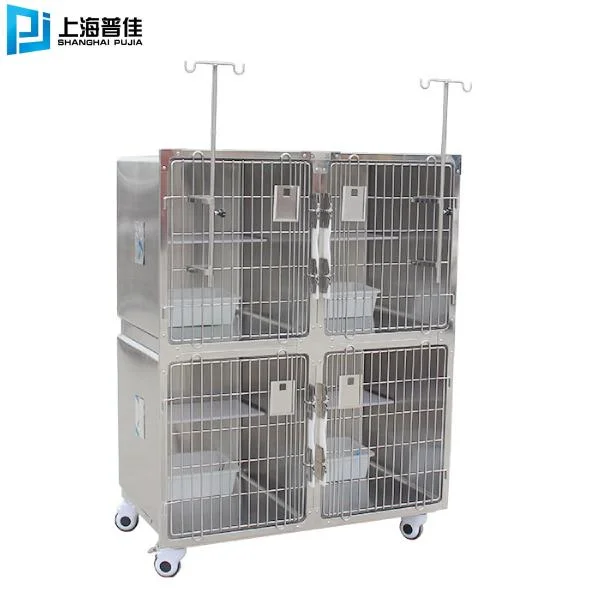 China 4 puertas de acero inoxidable Pjml-02 Pet veterinario jaula criadero de perros