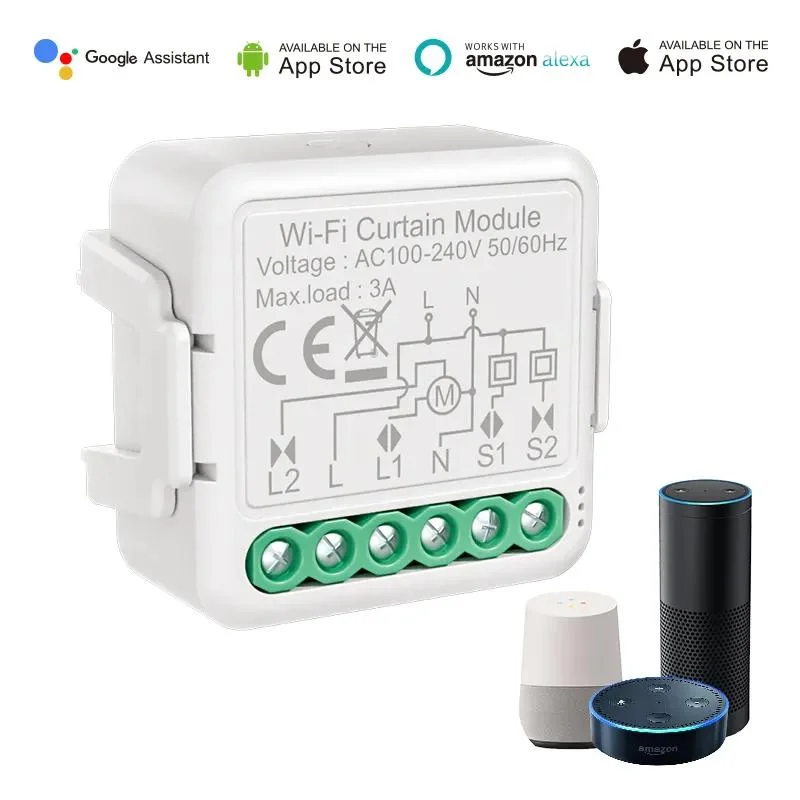 Module de commutation de rideau Smart Life Wifi Tuya pour détecteur de vitesse à galet Moteur aveugle avec Alexa Google Home