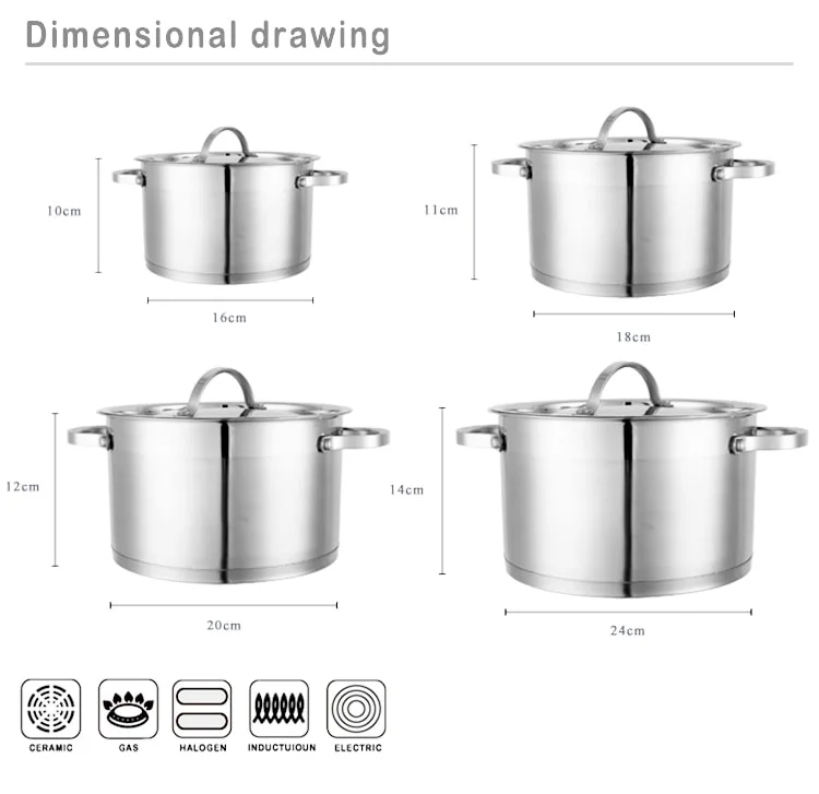 Custom Cocina Electrodomésticos Olla de acero inoxidable utensilios de cocina Juegos de cazuela de juego