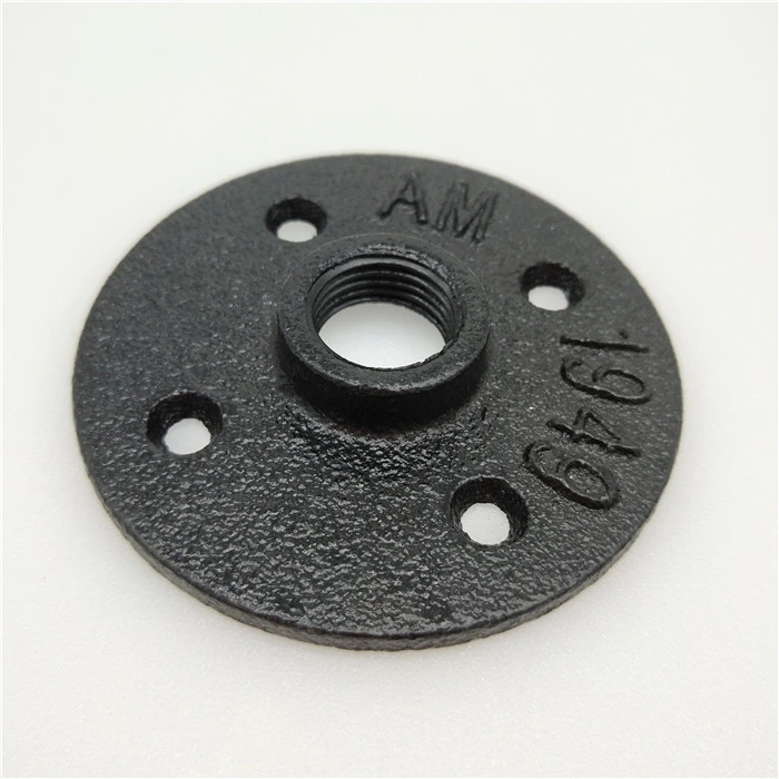 1/2 Inch Black Color Floor Flange Malleable Casting Iron Floor Flange for Home Decoration Shelf DIY Furnitures