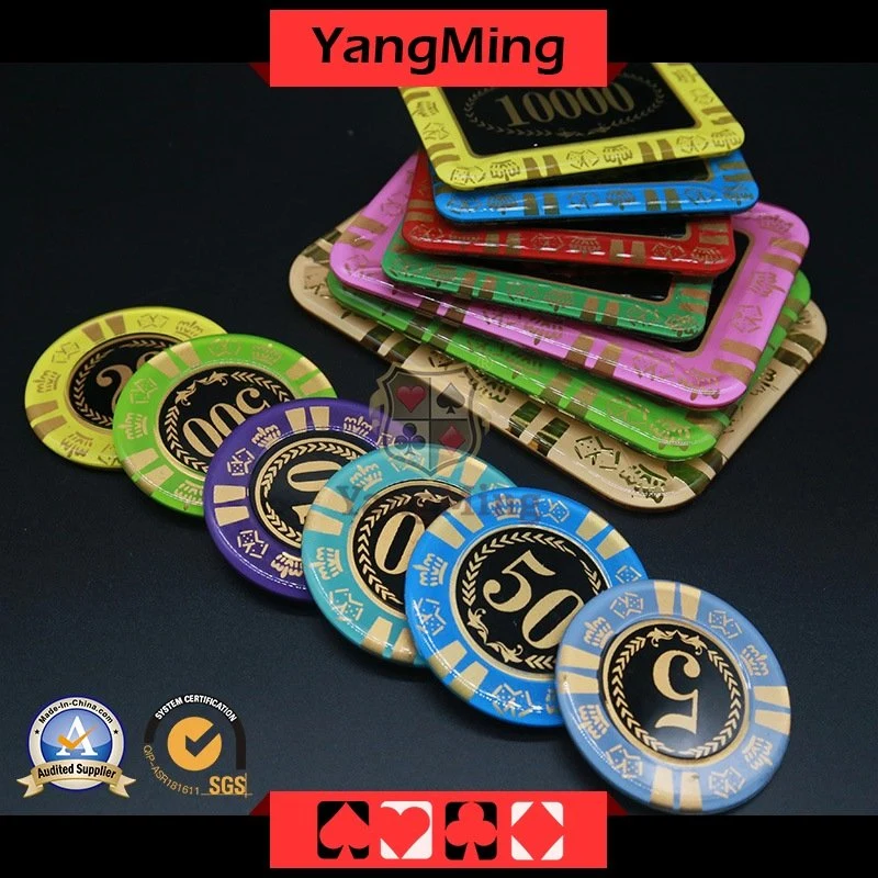 High Transparent Crystal Acrylic Plastic Bronzing Screen Printing Baccarat Poker UV Anti-Counterfeiting Chips