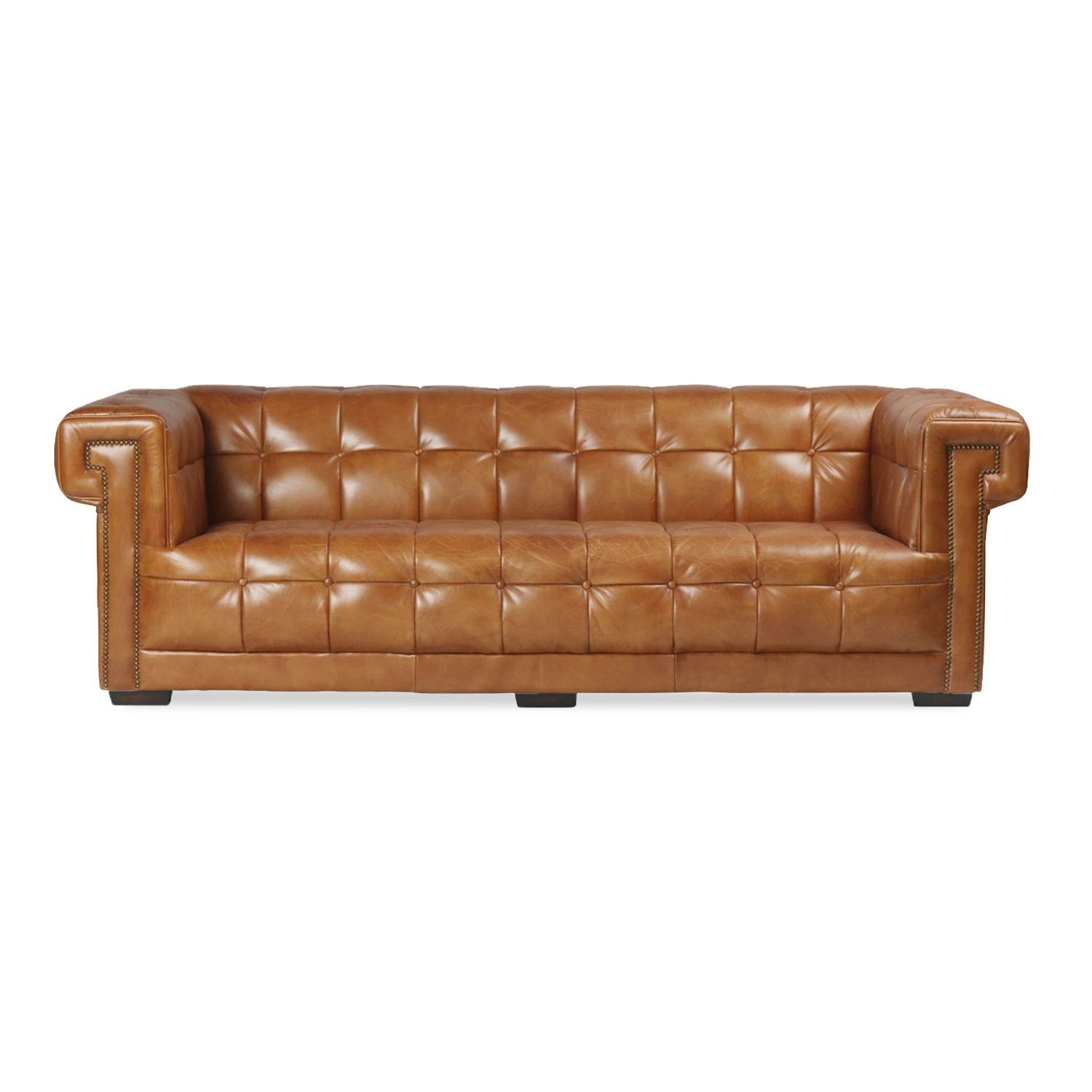 Vintage Hotel Luxury Living Room Furniture Home Office Antique Tufted Genuine Leather Chesterfield Sofa
