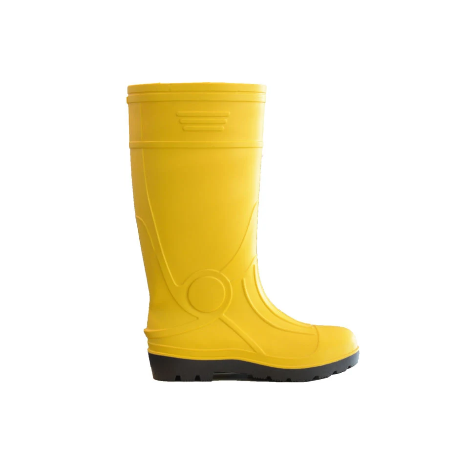 Factory Price Cheap Women Rubber Rain Boots, PVC Safety Shoes Yellow Gum Boots, High Heel Wellington Boots