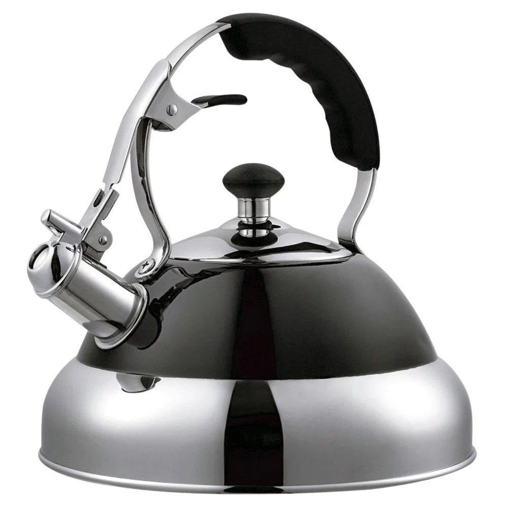 Kitchen Stainless Steel Large Capacity Tea Kettle- 5L Whistling Hot Water Stovetop Teapot with Stay Cool Handle, Unique Button Control Kettle Outlet