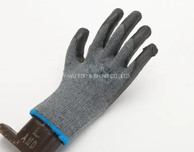 Cheap Grey Yarn Black Latex Rubber Coated Industrial Work Labor Safety Gloves