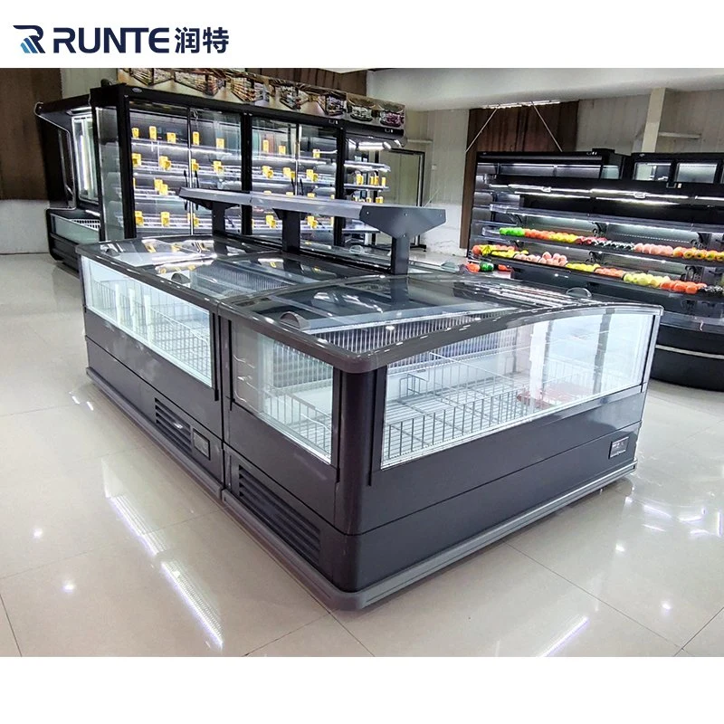 Factory Price Glass Home Freezer Cold Drink Shop Combined Island Cabinet for Sale