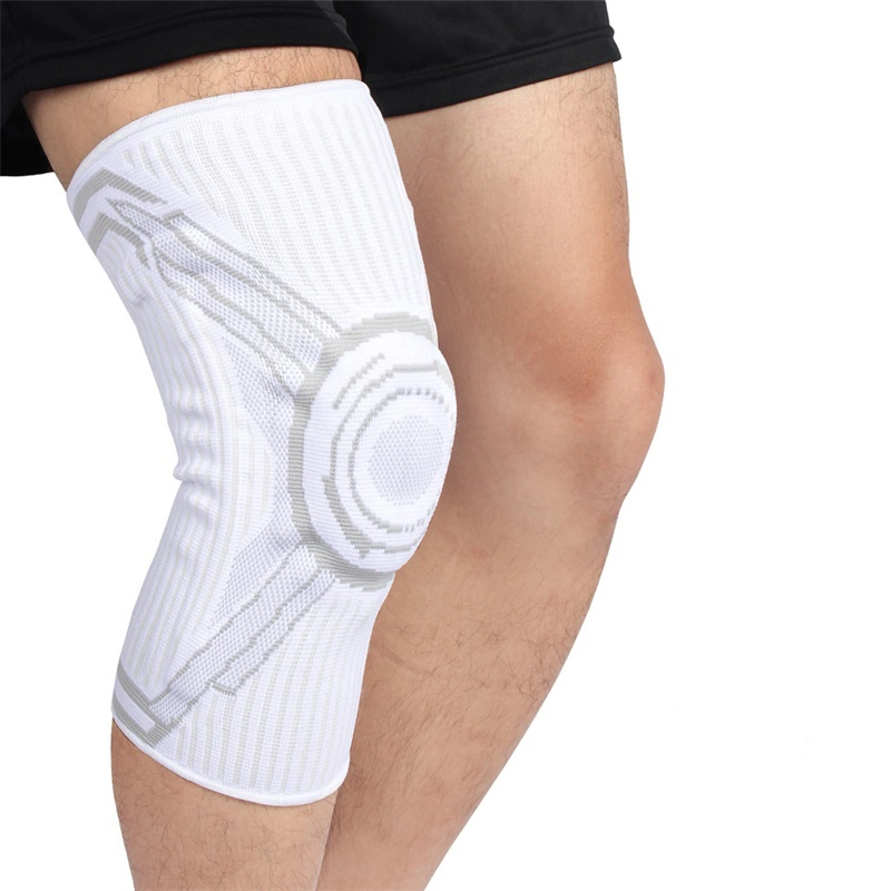 Elastic Compression Sleeves Knee Wrap Patella Stabilizer Knee Brace with Silicone Gel Spring Support for Meniscus Tear