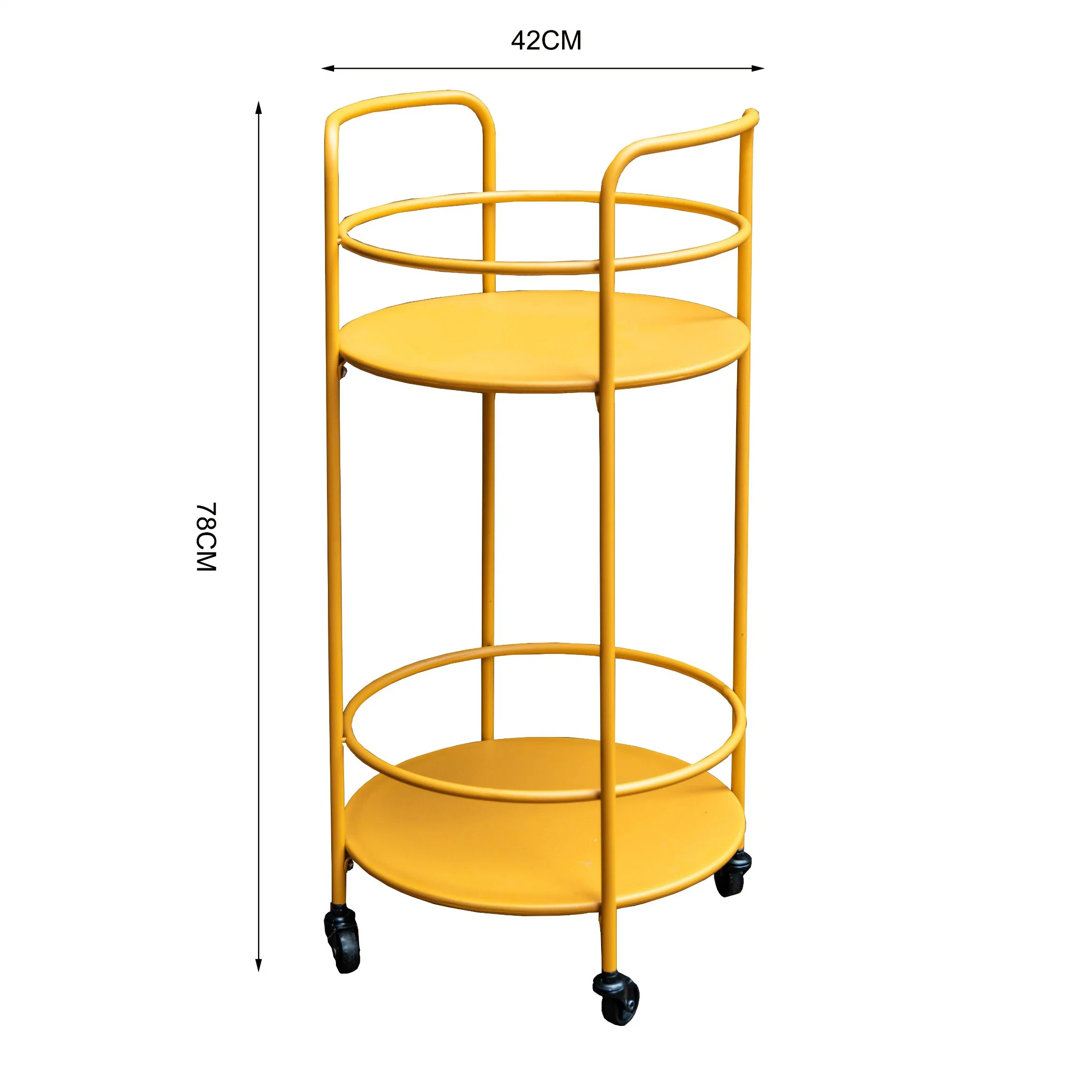 Nordic Outdoor Furniture Steel Removable Garden Utility Cart Two Layers Dining Cart with Wheels