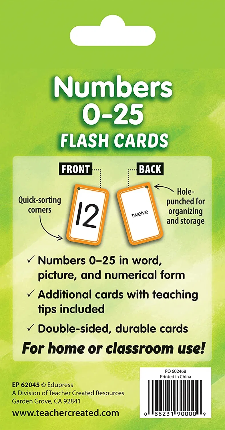 Teacher Created Resources Numbers 0&ndash; 25 Flash Cards