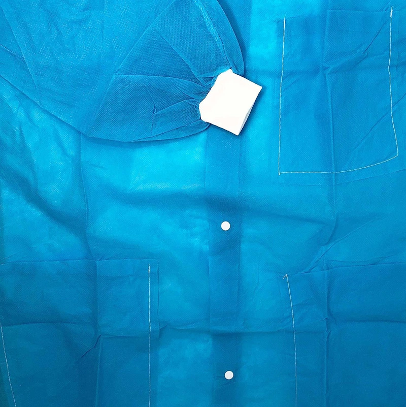 Wholesale/Supplier Nonwoven White Medical PP Cheap Disposable Surgery Lab Coats with Pockets