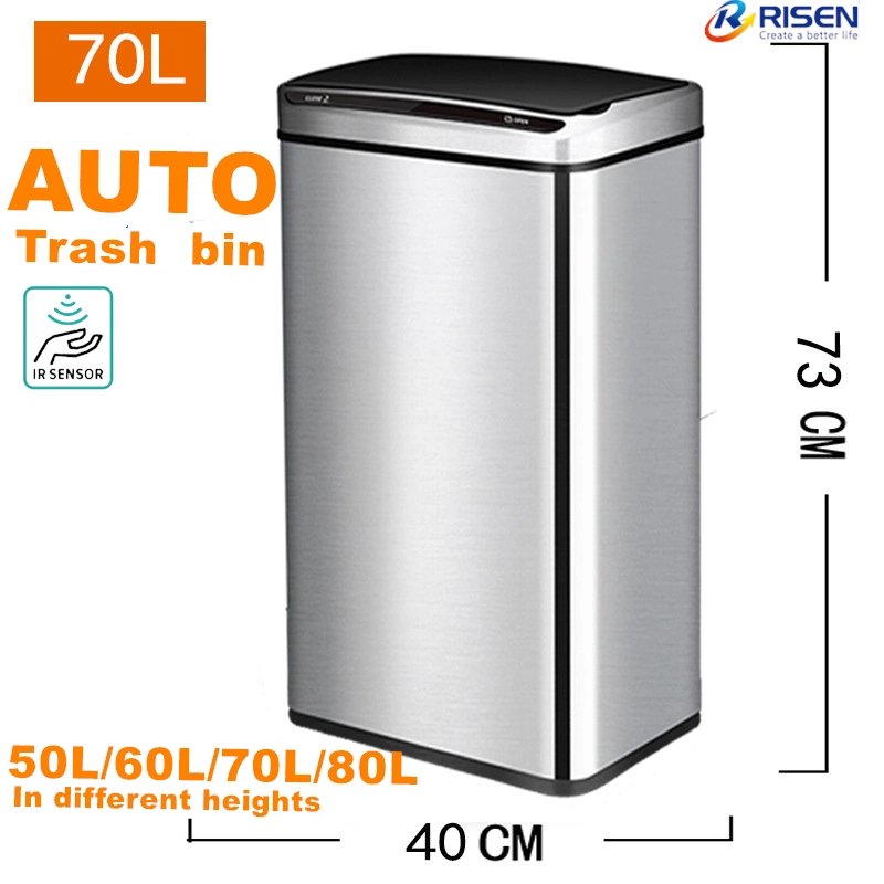 Sensor Garbage Can Automatic Trash Rubbish Bin with Stainless Steel Touch Free