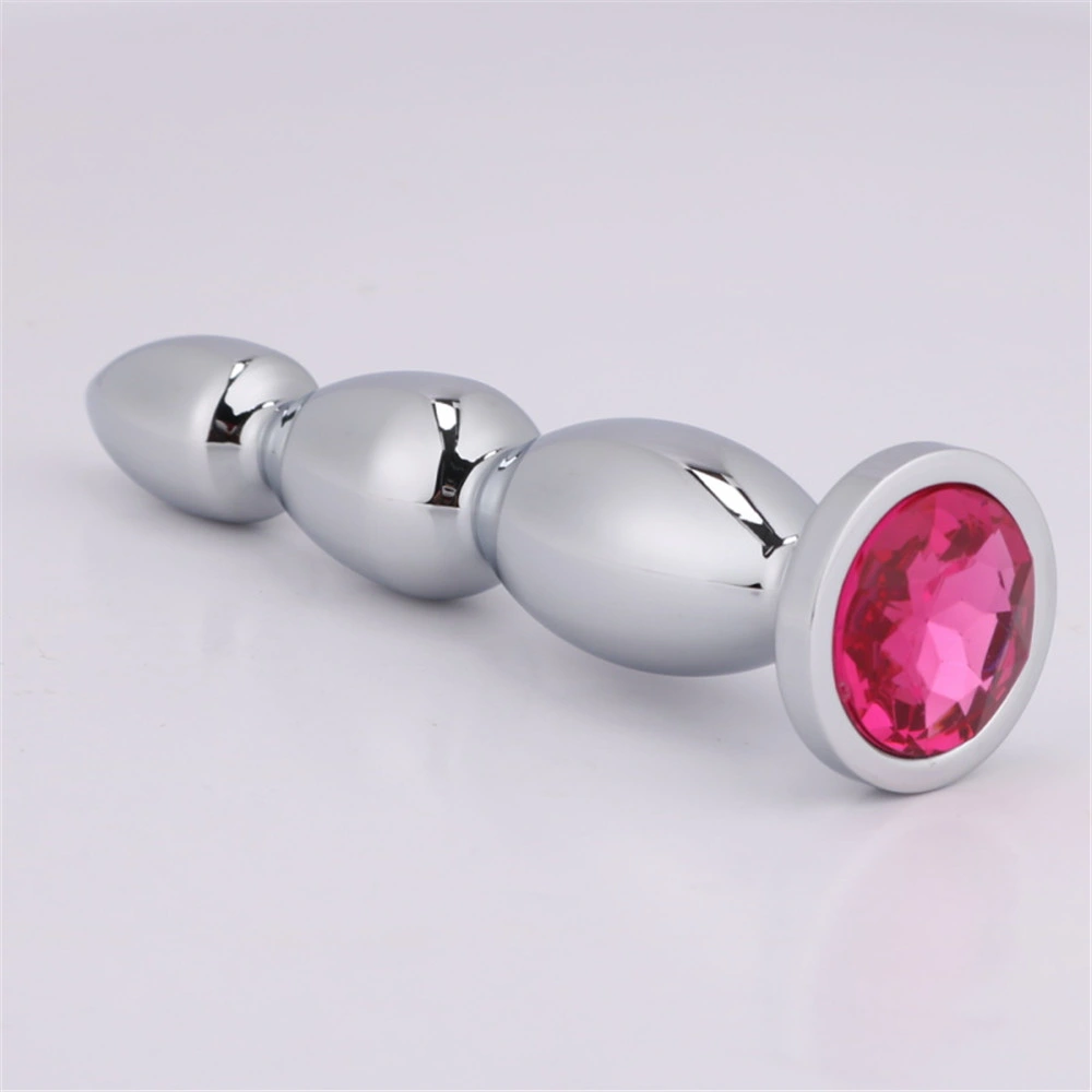 Silver Color Aluminium Alloy Butt Plug Metal Long Butt Plug with Jewel