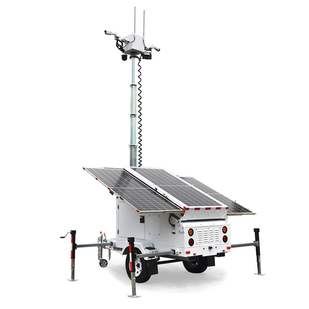 Portable Mobile Solar Security Trailer with LED Lamp and CCTV Camera