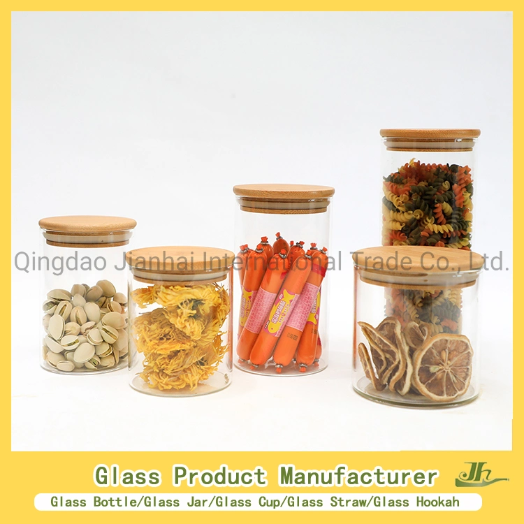 1600ml 53oz Dry Food /Fruit/Wheat Glass Container with Metal Lid