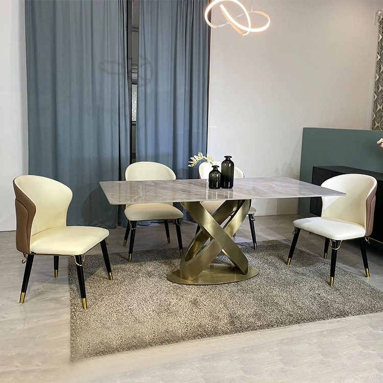 Fábrica Precio al por mayor Living Room moderno comedor de cerámica Top Establece el lujo nórdico antiguo