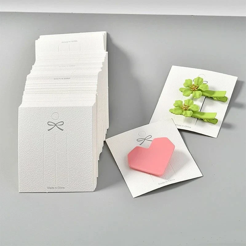 White Blank Hair Clip Paper Cards Accessories Holder Custom Hang Tags