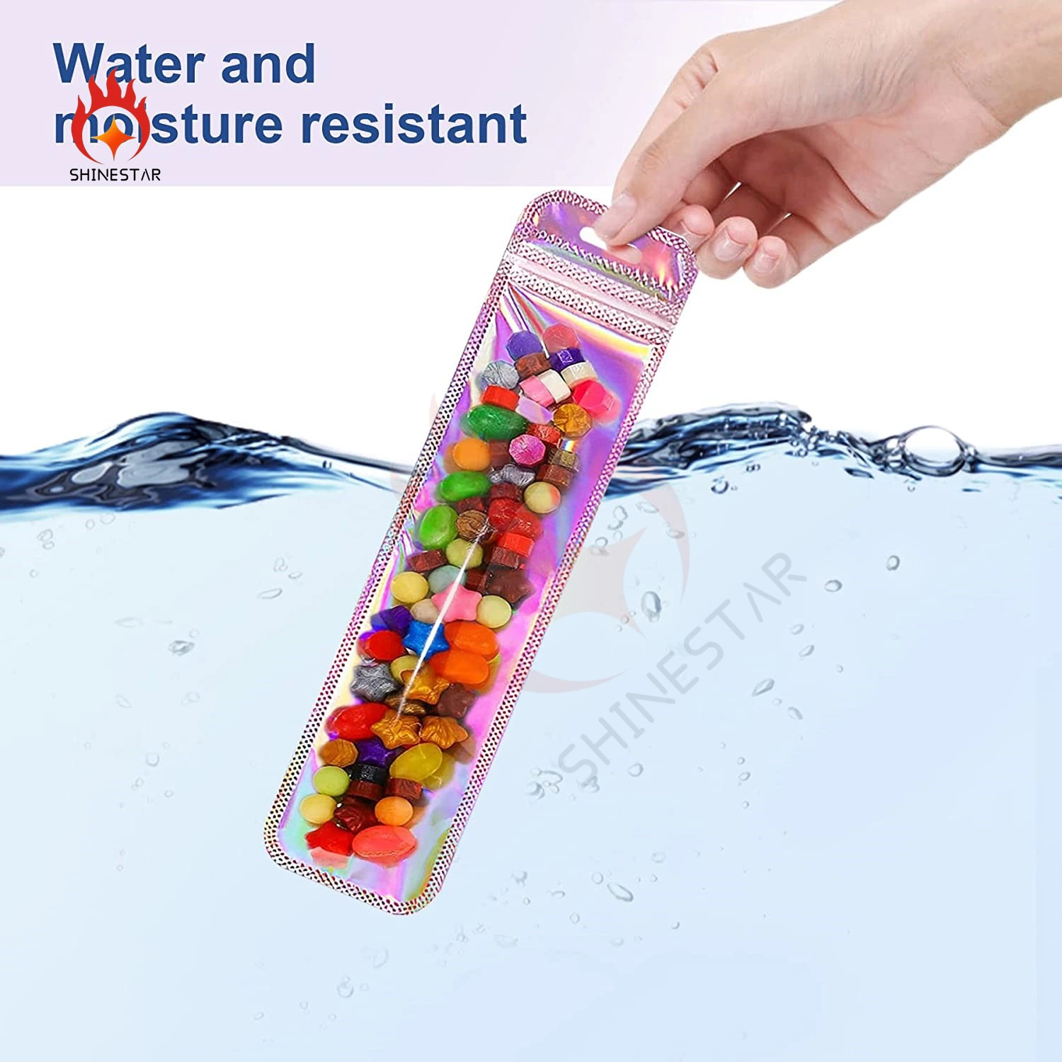 Laser Plastic Snack Accessories with Clear Window Zipper for Hanging Color Printing Packaging Bag