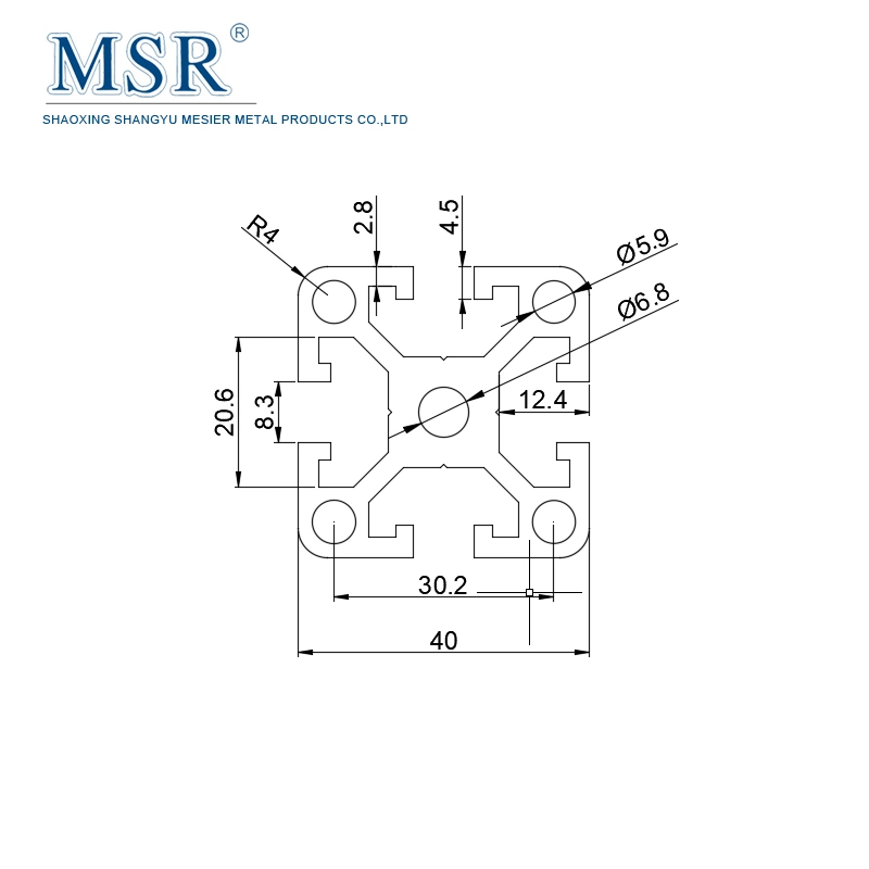 Silver Anodized Aluminium Ob4040A Alloy Industrial Aluminum Profile for Frames