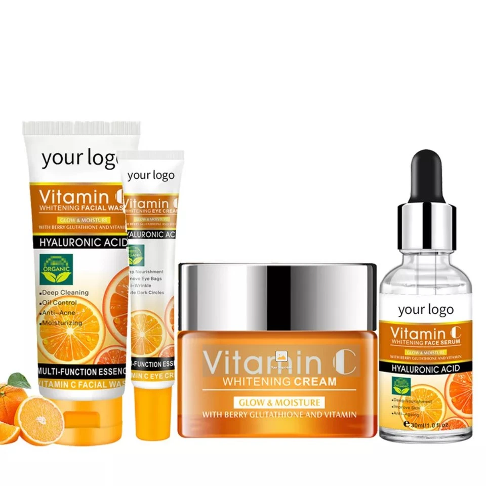 Organic 100% Vc Whitening Brightening Vitamin C Facial Skin Care 5 Pieces Set