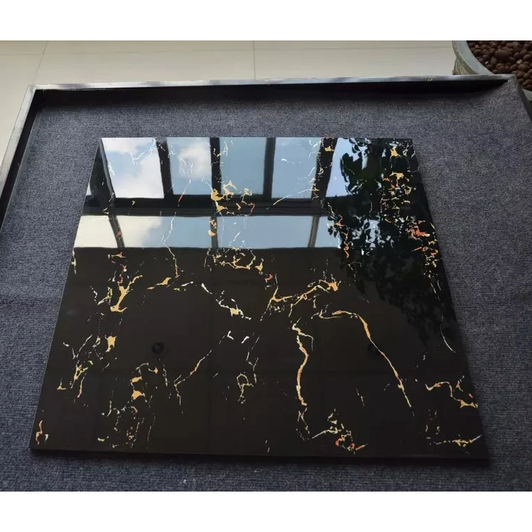 Factory Price Dubai Building Decoration 600X600mm Ceramics Wear Resistant Black Gold Marble Floor Tile