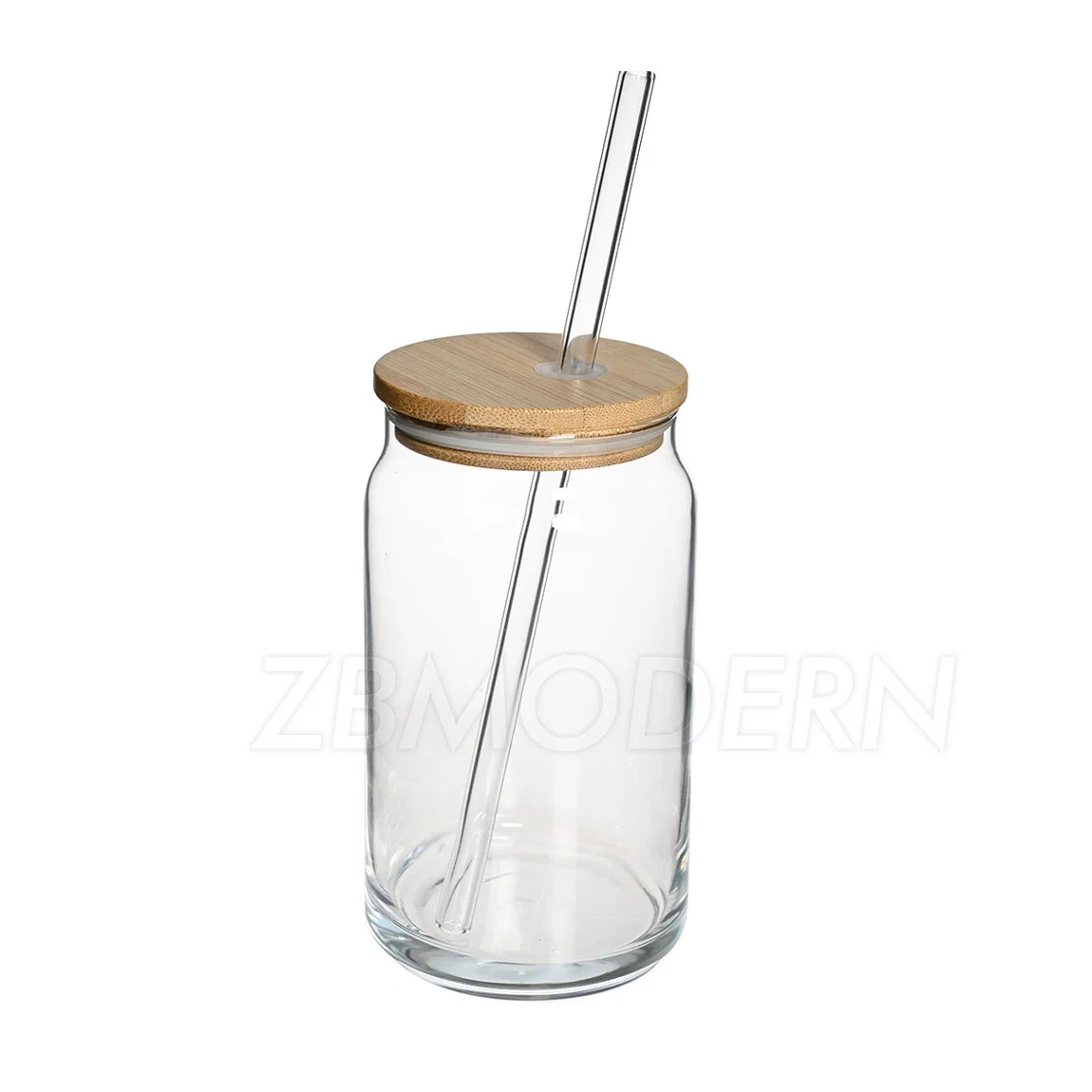 Amazon 16oz Borosilicate Glassware Coffee Cup Drink Mug Water Tumbler Dinking Glasses Beer Can Shape Glass with Bamboo Lid Straw