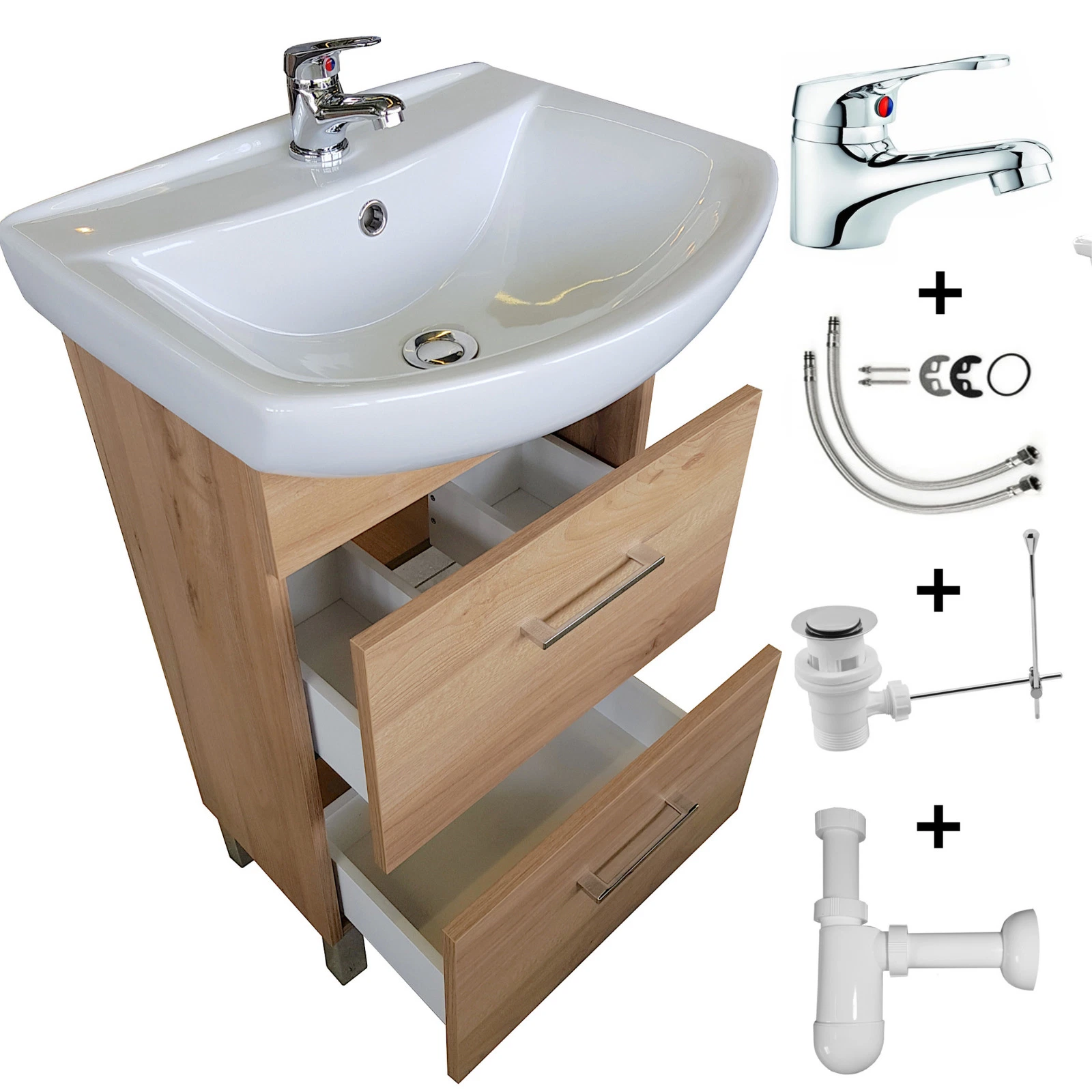 Bathroom Furniture Faucet Washbasin Sink with Base Cabinet Drawers Bathroom Faucet