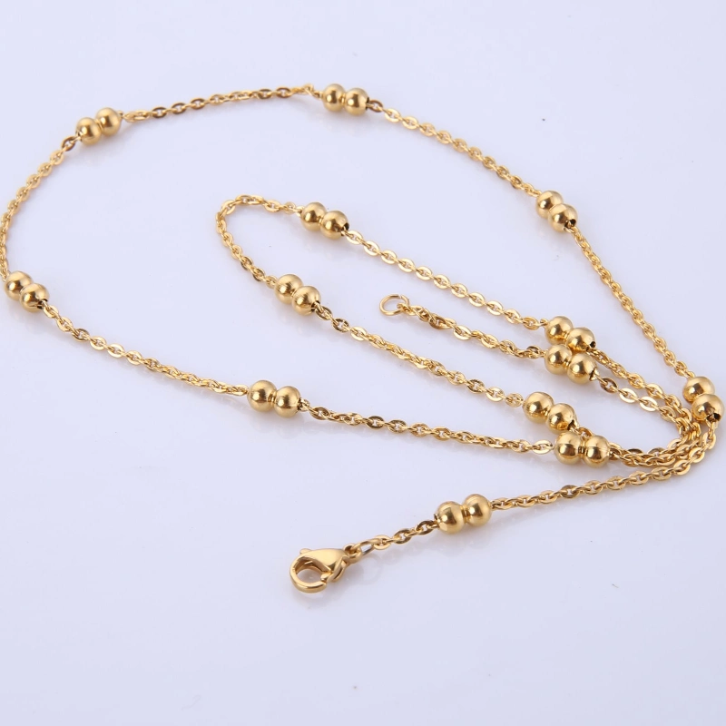 Stainless Steel Necklace Double Beads Cross Link Chains for Woman