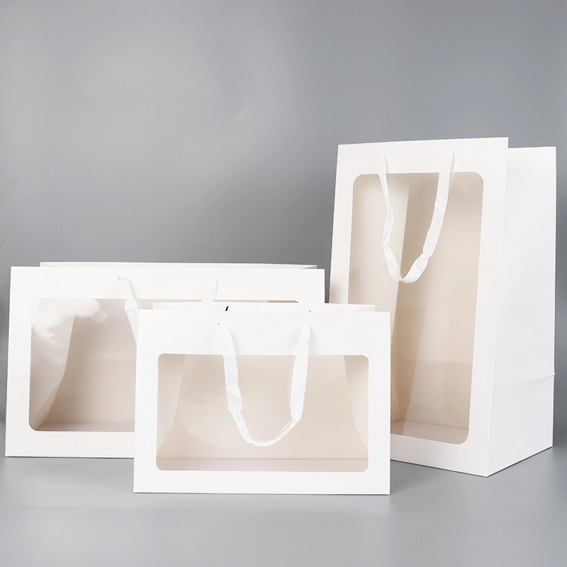 in Stock Wholesale/Supplier Extra Large Size Gift Tote Carrier Shopping Paper Packaging Bag with Window