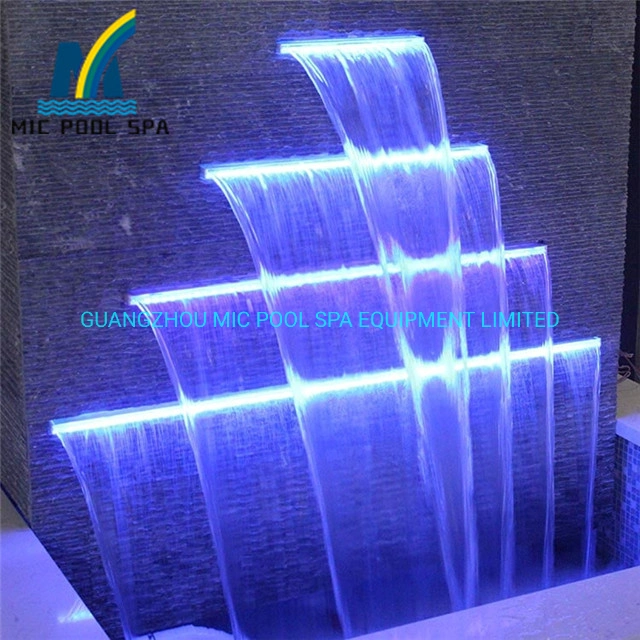 Colorful Acrylic and Stainless Steel Material Water Descent&Waterfall for Swimming Pool Decoration