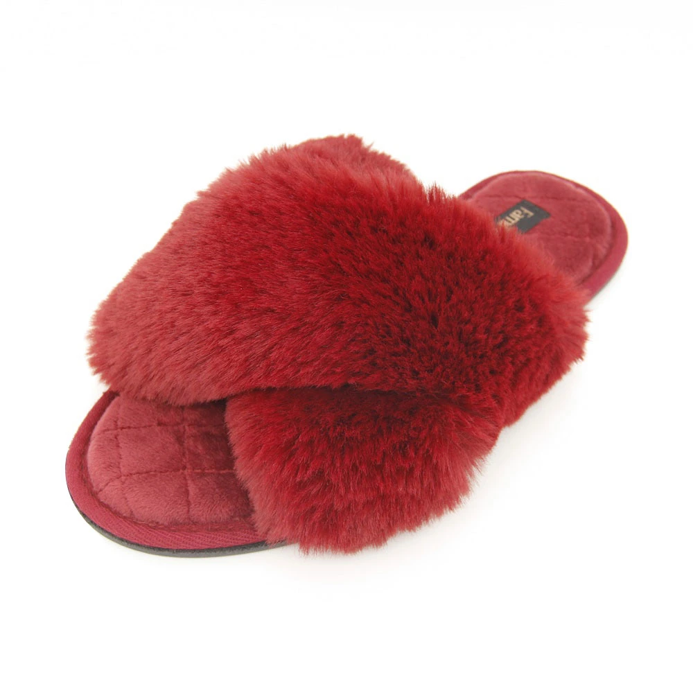 Flauschige Furry Open Toe House Schuhe Indoor Outdoor Slide Slipper