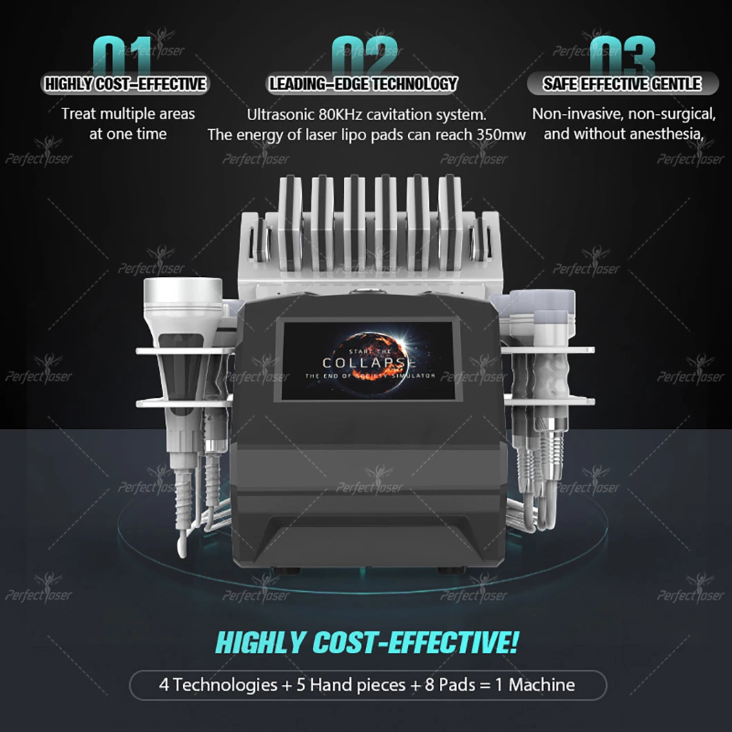 L'efficacité minceur de cavitation 80 kHz Lipolaser RF de dépression de la machine de l'équipement de beauté Maquina