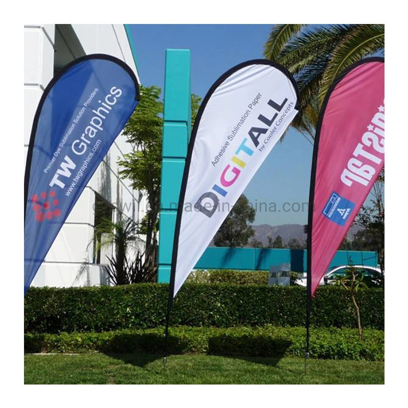 Customized Beach Advertising Digital Polyester Fabric Colorful Display Feather Banner Teardrop Flag