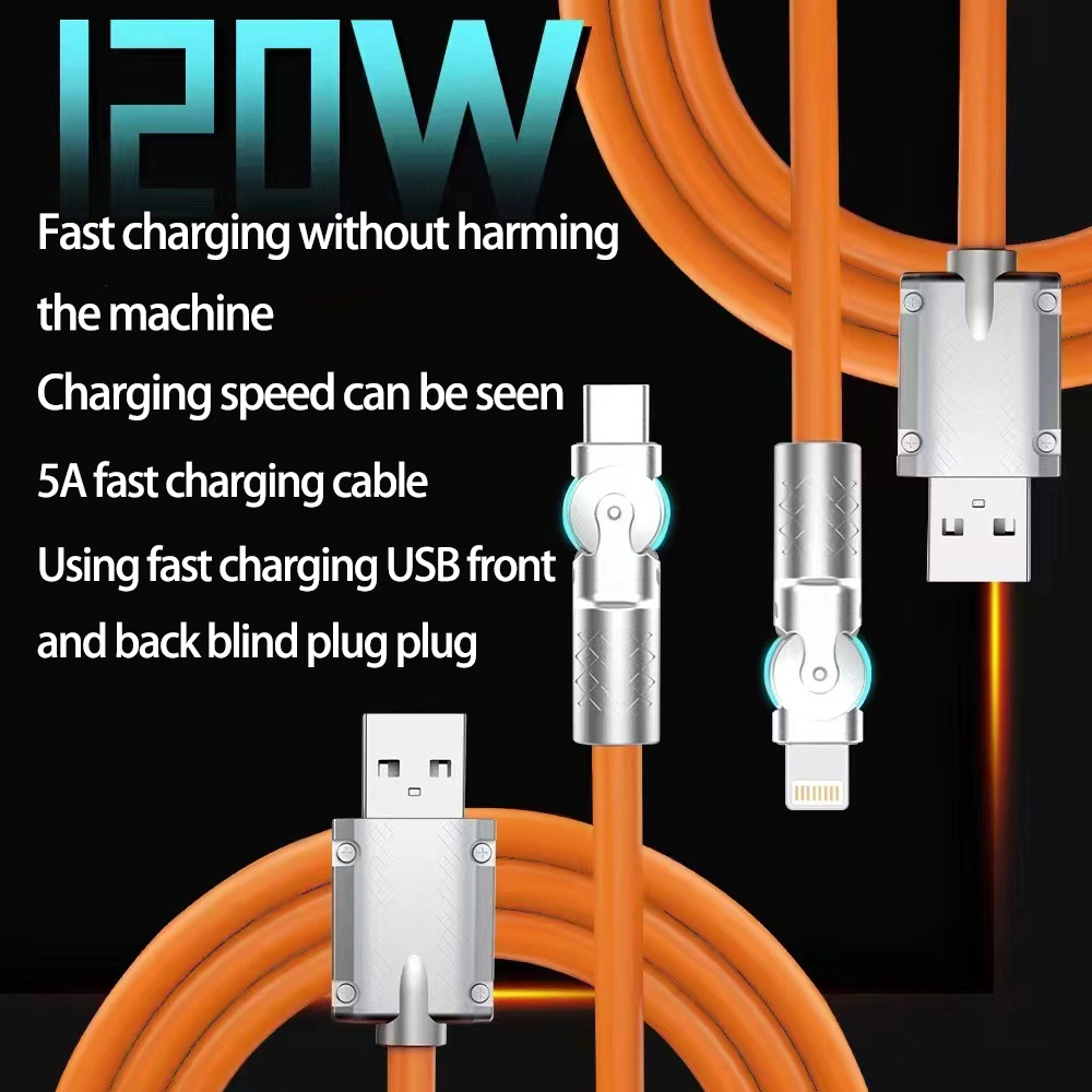 180 Degree Conversion USB-C3.0 to USB-a Fast Charging Silicone Soft Cable