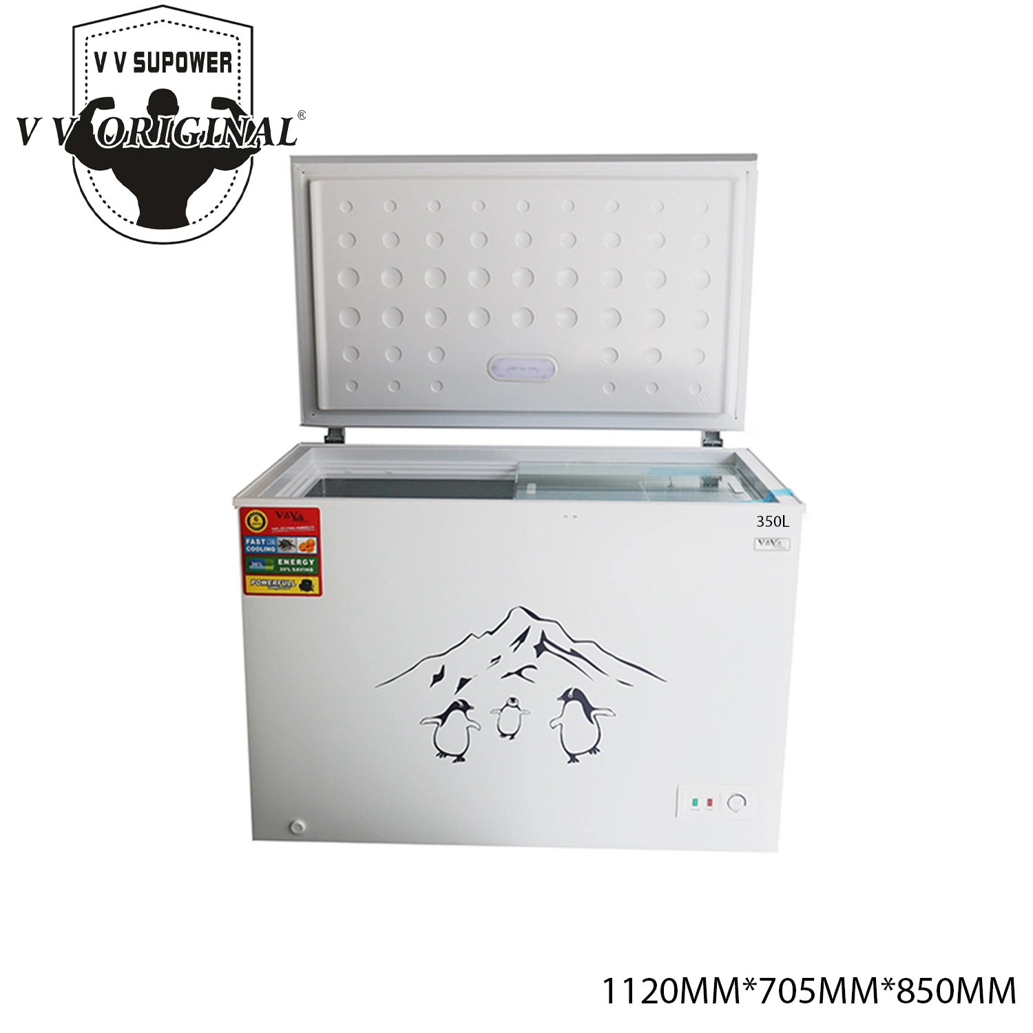 350L Doble Superior Puertas nevera Chest Deep Freezer para Comercial Uso