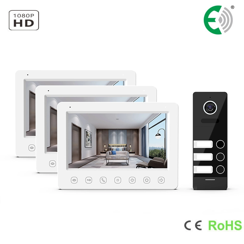 La seguridad del hogar 7 pulgadas de Video Portero Smart HD Intercome Timbre Timbre 3 Familia inteligente