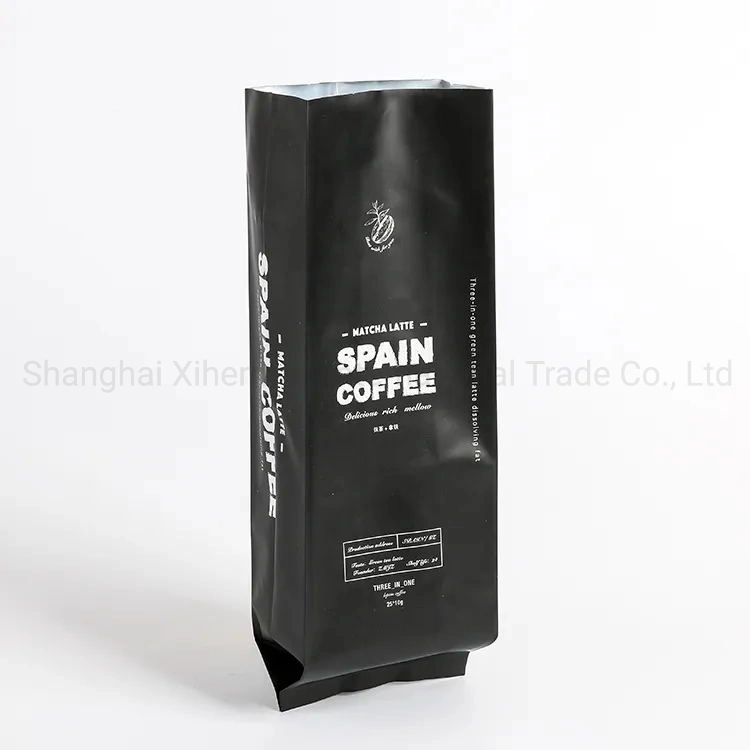 Paper Craft Bag Spot Matte Printing Side Gusseted Pouch Spain Coffee Bag Valve Tie Tins