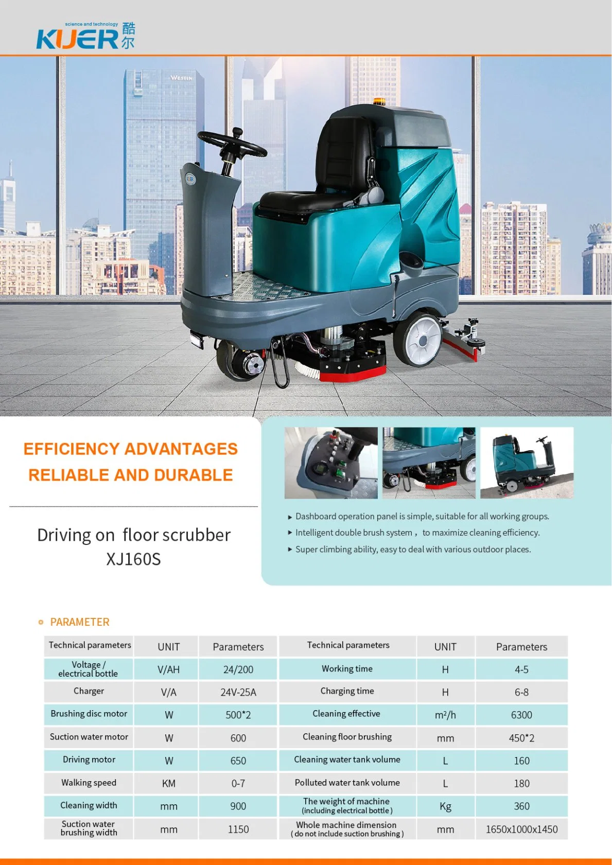 Kr-Xj160s Ultra Quiet Ride on Dual Disc Floor Scrubber Electric Floor Washing Machine for Logistical Use