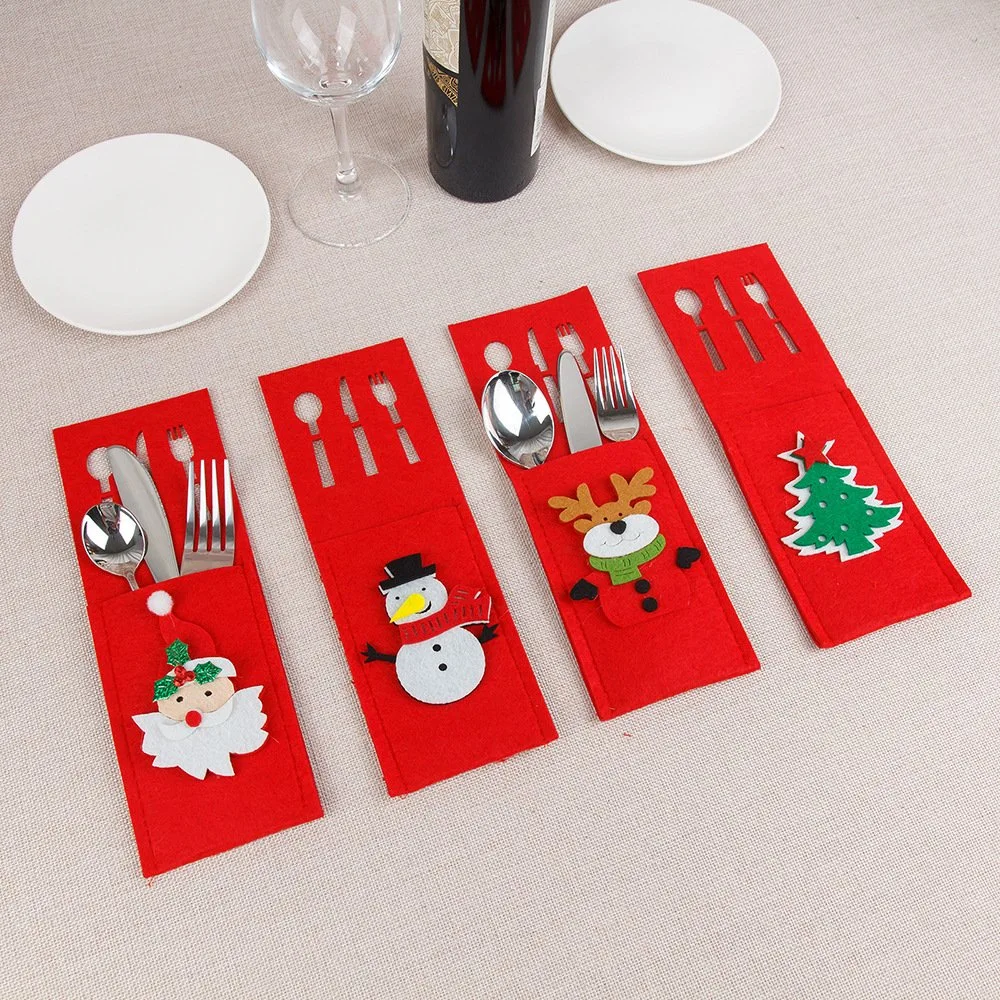 Felt Cartoon Knife and Fork Cutlery Bag Placemat for Christmas Table Decoration