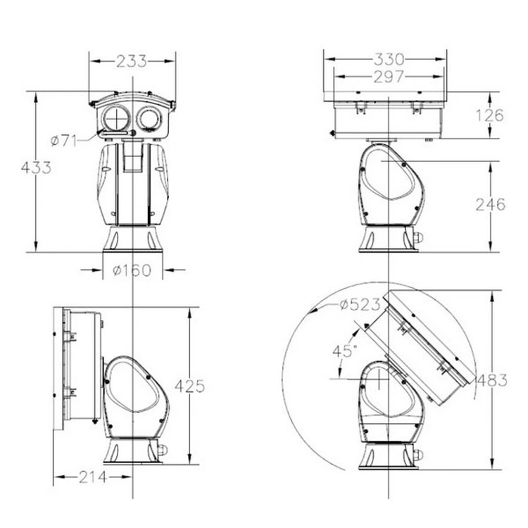 Ptzh-508 8MP 50X Optischer Zoomwischer Wasserdicht IP67 Netzwerk IP PTZ-Kamera