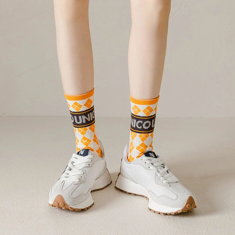 Cartoon Pattern Socks Pure Cotton School Orange Series Socks