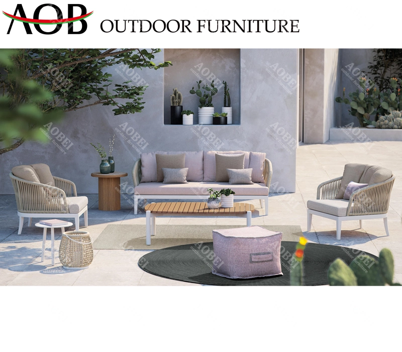 Modern Outdoor Exterior Hotel Resort Home Villa Leisure Rope Weaving Chair Lounge Sofa Furniture Set