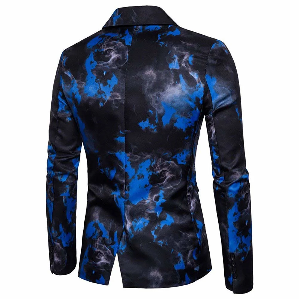 Chaqueta de traje Mens Slim Fit imprime un botón floral Blazer chaqueta deportiva casual