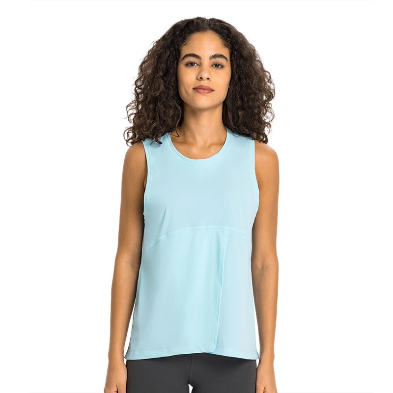 Mezcla de algodón de nylon Verano Nuevo Delgado transpirable hielo Correa suelta Camiseta de vestir de secado rápido ropa exterior Yoga Training Fitness Tops Mujeres ropa de vestir ropa de vestir deportiva