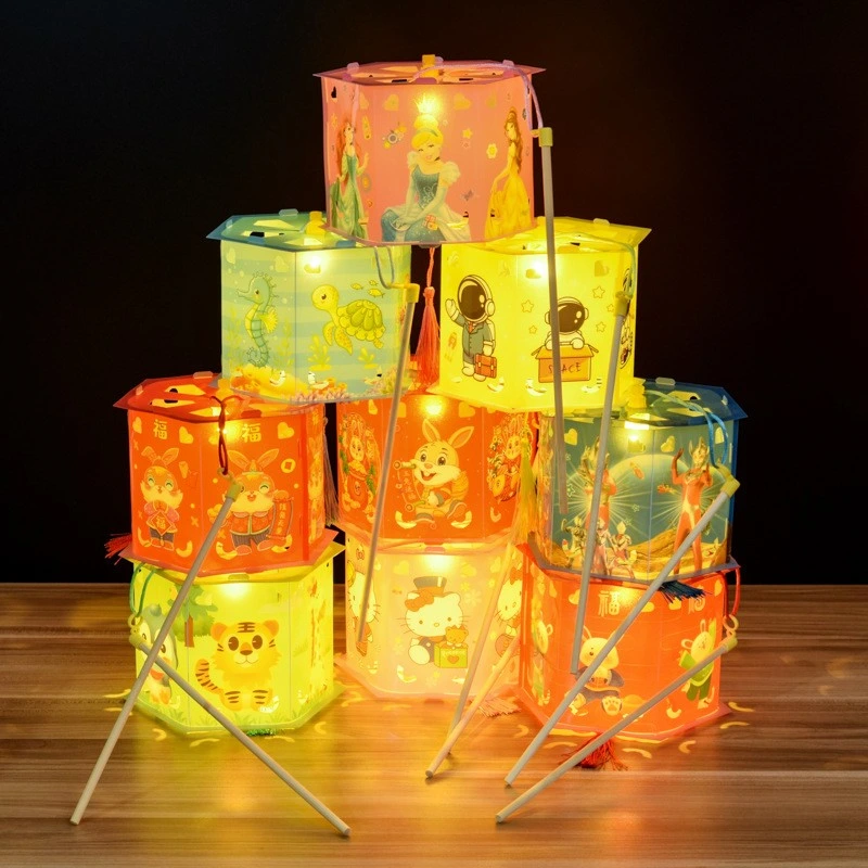 Novo Ano Projeção Lanterna Horse Lantern Portable Toddler DIY Parque Festival de Primavera Dia do Ano Novo lanternas de coelho para Luz de Sinalização