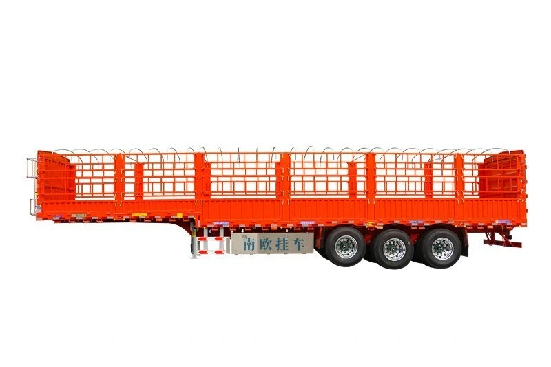 New 3/4Axles 60 80t Fence Trailer Semi 40ft الماشية مقطورة شبه حمولة ضخمة من سياج الماشية